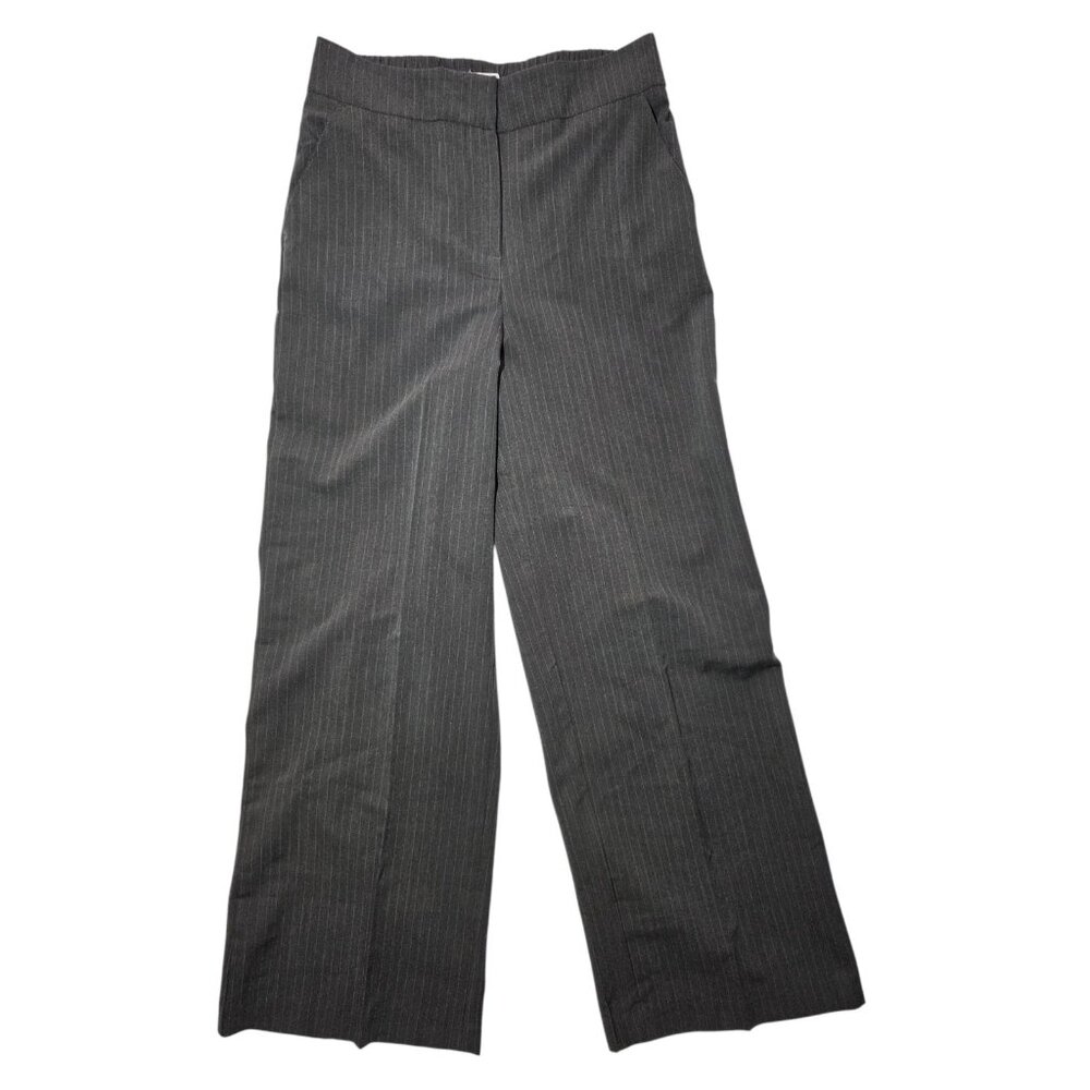 Haver & Blair Dark Gray Wide Leg Pinstripe High Rise Office Dress Pants S 28x28